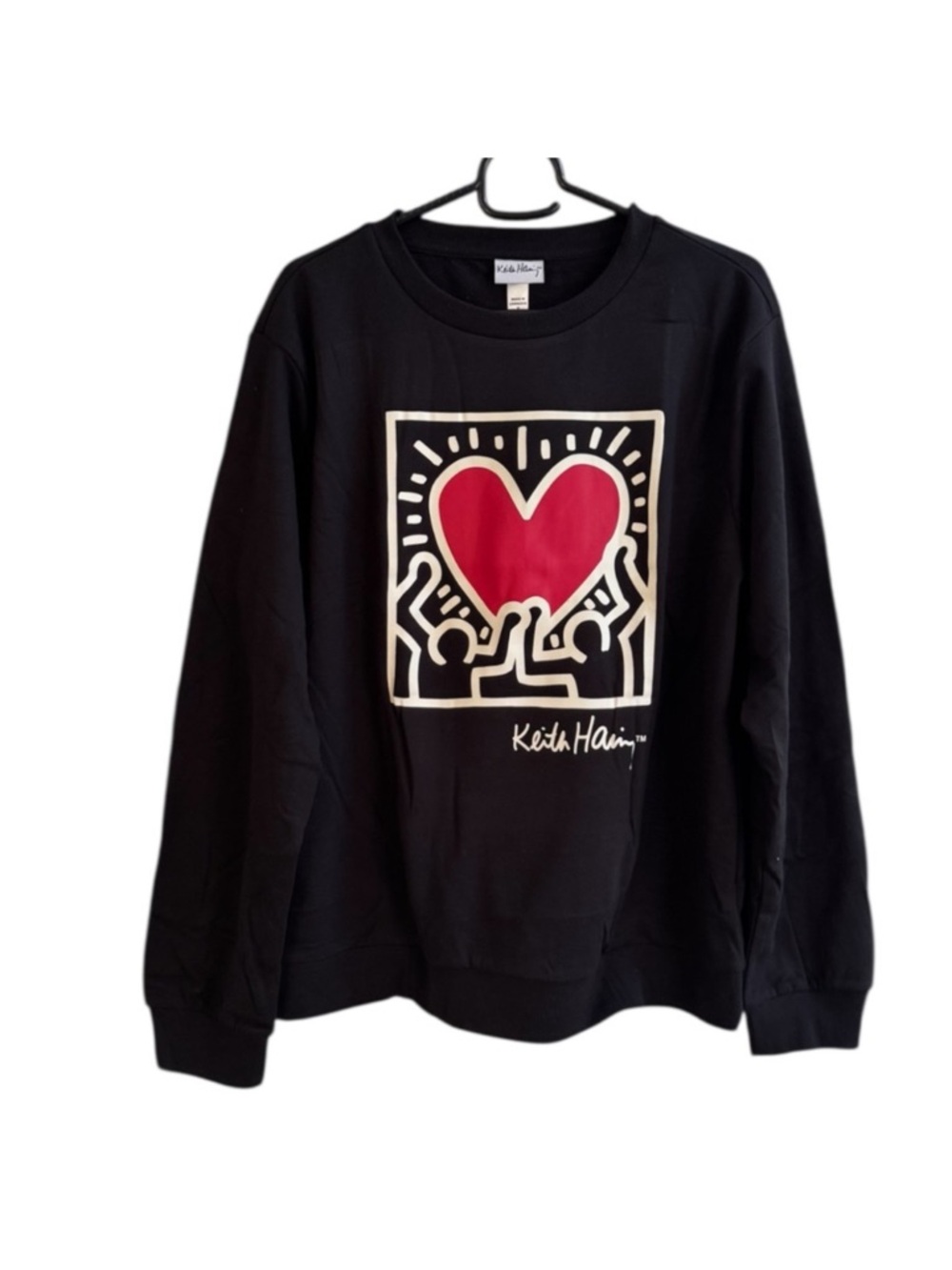 Keith Haring Heart Print Pullover Sweatshirt Lightweight